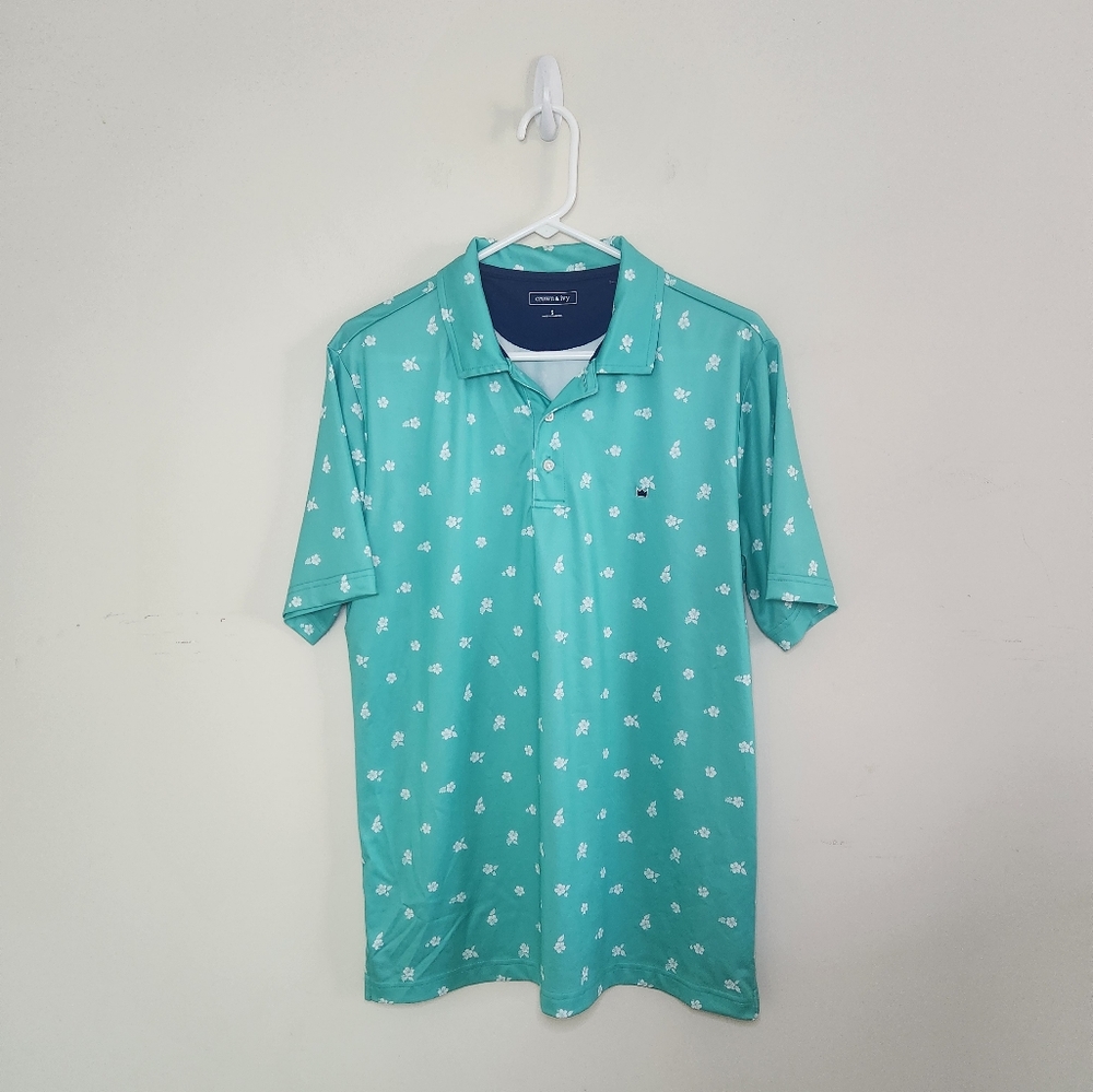 Men's Crown & Ivy Green Polo Shirt Sz Small